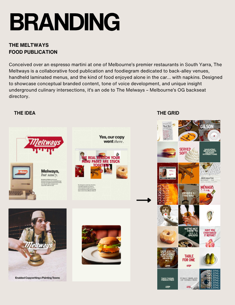 The Meltways — Branding, Instagram grid and food publication concept