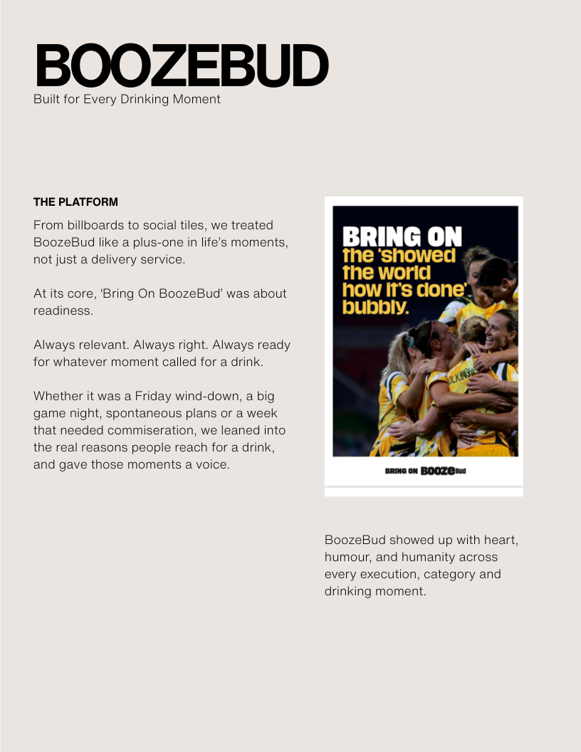 Boozebud — Bring On BoozeBud platform and campaign tiles